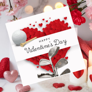 Cartes Pour Fêtes Annuelles Golf Saint Valentin avec balles de golf sur coeur