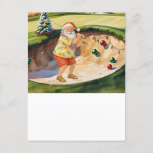 Cartes Pour Fêtes Annuelles Golf Santa Claus à Bunker pour Noël en juillet