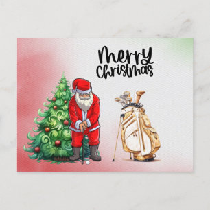 Cartes Pour Fêtes Annuelles Golf Santa Claus avec cadeau de Noël pour golfeur