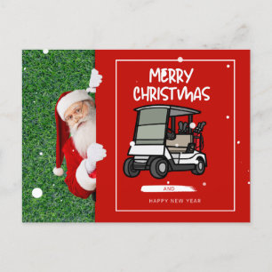 Cartes Pour Fêtes Annuelles Golf Santa Claus avec Golf Panier Joyeux Noël