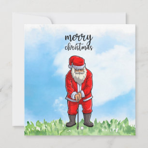Cartes Pour Fêtes Annuelles Golf Santa Claus est golfeur à Noël