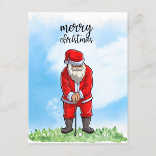Cartes Pour Fêtes Annuelles Golf Santa Claus est golfeur à Noël