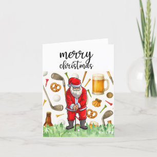 Cartes Pour Fêtes Annuelles Golf Santa Claus est golfeur à Noël