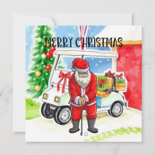 Cartes Pour Fêtes Annuelles Golf Santa Claus est golfeur à Noël