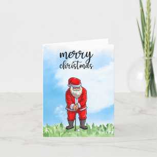Cartes Pour Fêtes Annuelles Golf Santa Claus est golfeur à Noël