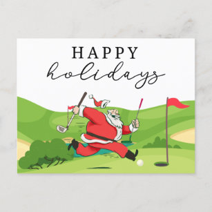 Cartes Pour Fêtes Annuelles Golf Santa Claus golfer happy Holidays Holiday Ca