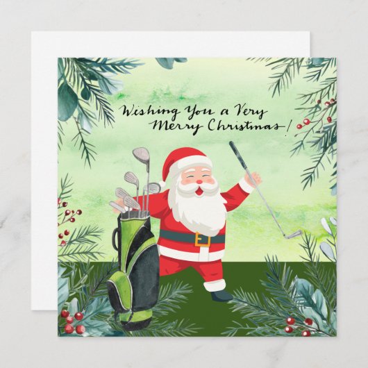 Cartes Pour Fêtes Annuelles Golf Santa Claus Golfer Noël Golf (Devant / Derrière)