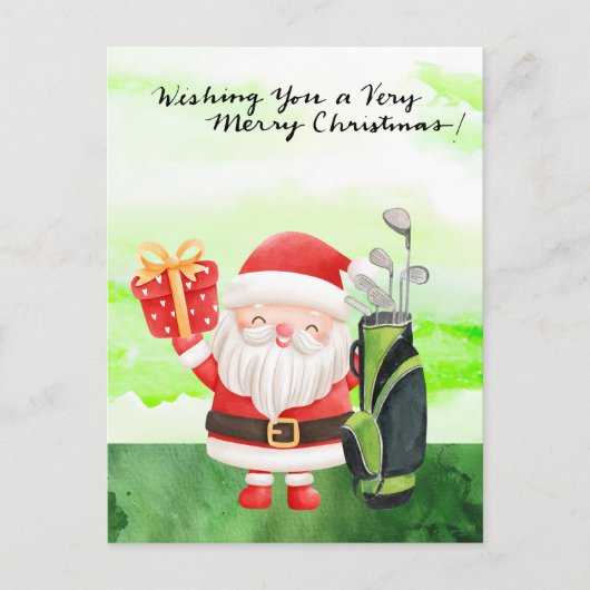 Cartes Pour Fêtes Annuelles Golf Santa Claus Golfer Noël Golf (Devant)