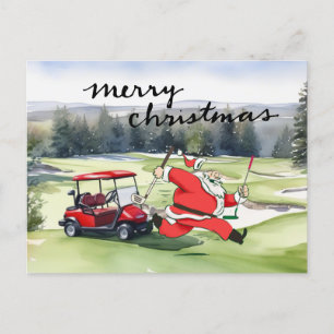 Cartes Pour Fêtes Annuelles Golf Santa Claus golfeur Thème de Noël
