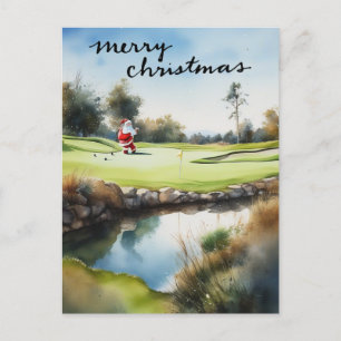 Cartes Pour Fêtes Annuelles Golf Santa Claus golfeur Thème de Noël
