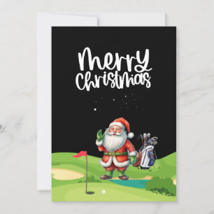 Cartes Pour Fêtes Annuelles Golf Santa Claus sur terrain de golf