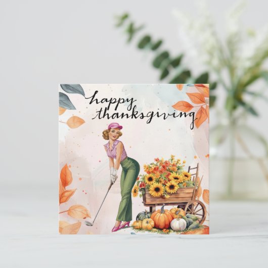 Cartes Pour Fêtes Annuelles Golf Thanksgiving Accueil d'automne pour Golfer (Debout devant)