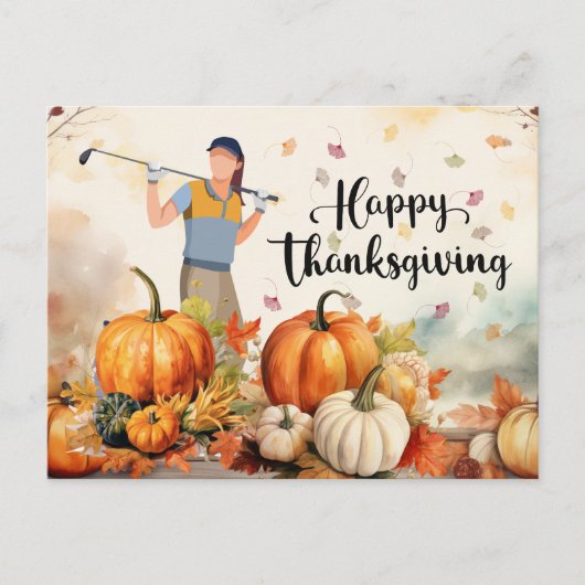 Cartes Pour Fêtes Annuelles Golf Thanksgiving Accueil d'automne pour Golfer (Devant)