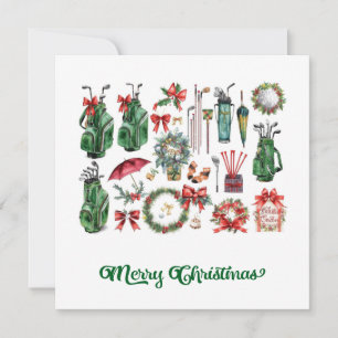 Cartes Pour Fêtes Annuelles Golf thème de Noël pour aquarelle de golfeur