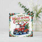 Cartes Pour Fêtes Annuelles Golf un trou dans un Noël! avec le Père Noël (Debout devant)