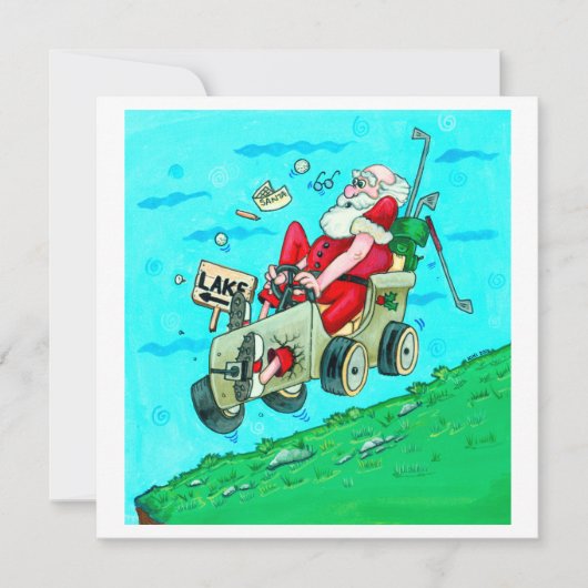 Cartes Pour Fêtes Annuelles Golfcart Père Noël (Devant)