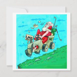 Cartes Pour Fêtes Annuelles Golfcart Père Noël