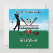 Cartes Pour Fêtes Annuelles Golfer Customisé Noël Monogramme Design (Devant)