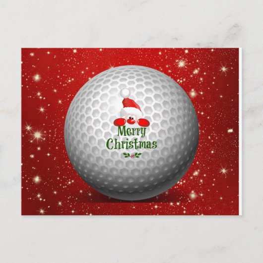 Cartes Pour Fêtes Annuelles Golfer Père Noël, Joyeux Noël (Devant)