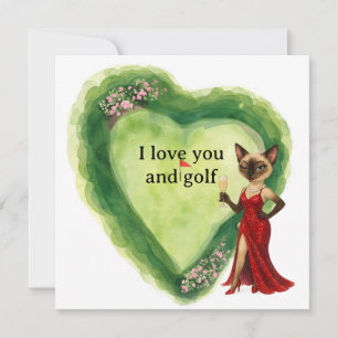 Cartes Pour Fêtes Annuelles Golfien Joyeuse Saint-Valentin – Chat Siamois Glam