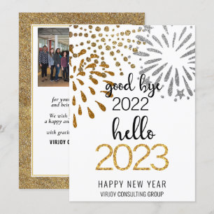 Cartes Pour Fêtes Annuelles Good Bye 2022 Hello 2023 Festive d'affaires Firewo