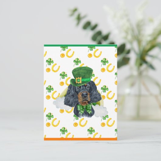 Cartes Pour Fêtes Annuelles Gordon Setter Shamrock St. Patricks Day (Debout devant)