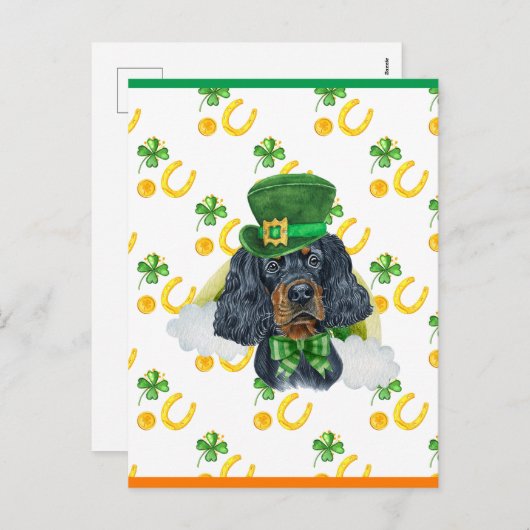 Cartes Pour Fêtes Annuelles Gordon Setter Shamrock St. Patricks Day (Devant / Derrière)