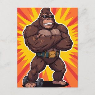 Cartes Pour Fêtes Annuelles Gorille Bodybuilder Haltérophile Pop Art Cartoon