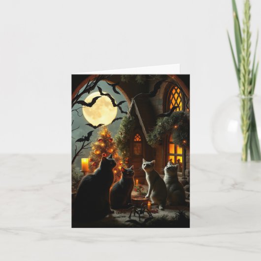 Cartes Pour Fêtes Annuelles Goth Chat Noël (Devant)