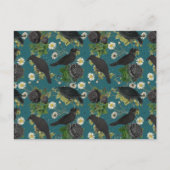 Cartes Pour Fêtes Annuelles Goth Crows et Roses noirs Profond Turquoise Motif (Devant)