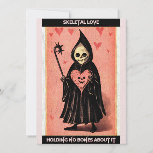 Cartes Pour Fêtes Annuelles Goth Éffrayant Valentine Grim Reaper avec coeur