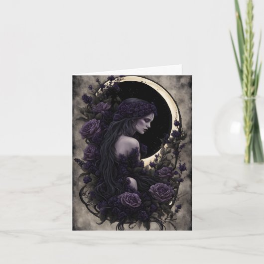 Cartes Pour Fêtes Annuelles Goth et Roses Violettes Halloween (Devant)