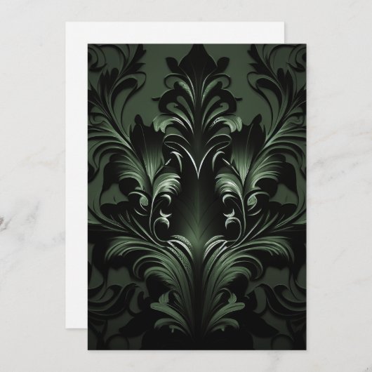 Cartes Pour Fêtes Annuelles Goth Gothique Design noir et vert (Devant / Derrière)