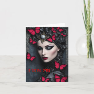 Cartes Pour Fêtes Annuelles Goth Vampire femme avec papillons Valentine