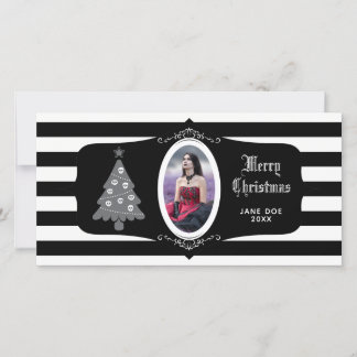 Cartes Pour Fêtes Annuelles Gothic Christmas Tree With Cameo Photo Card