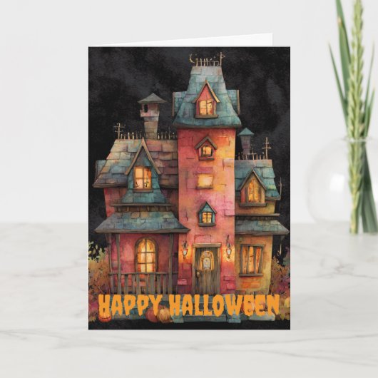 Cartes Pour Fêtes Annuelles Gothic Halloween Scene (Devant)