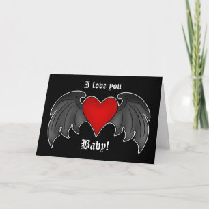 Cartes Pour Fêtes Annuelles Gothique coeur ailé romantique Saint Valentin
