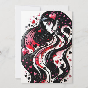 Cartes Pour Fêtes Annuelles Gothique Saint-Valentin Rouge & Cœurs Noirs