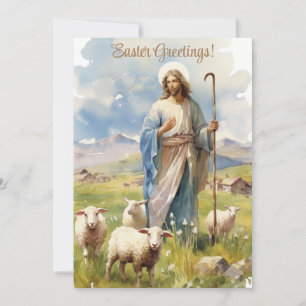 Cartes Pour Fêtes Annuelles Grace de Pâques : Jésus parmi les moutons