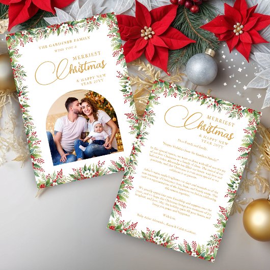 Cartes Pour Fêtes Annuelles Graceful Arch Photo Elegant Calligraphy