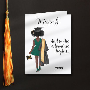 Cartes Pour Fêtes Annuelles Graduation afro-américaine des filles Congrats mod