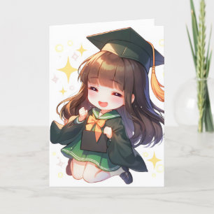Cartes Pour Fêtes Annuelles Graduation Anime Girl Student