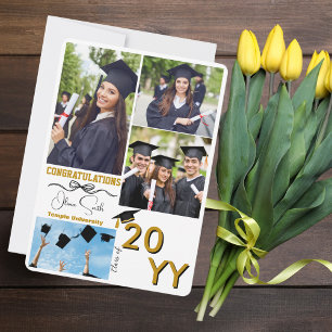Cartes Pour Fêtes Annuelles Graduation Custom 4 Photo Félicitations Diplômé