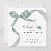 Cartes Pour Fêtes Annuelles Graduation tendance de la Bow verte (Devant)
