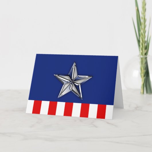 Cartes Pour Fêtes Annuelles Grand Chrome comme l'étoile d'argent sur les coule (Devant)