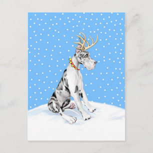 Cartes Pour Fêtes Annuelles Grand Dane Reindeer Arlequin de Noël