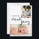 Cartes Pour Fêtes Annuelles Grand Début moderne au Nouvel An Photo bébé<br><div class="desc">J'ai conçu cette carte de vacances pour les parents qui ont accueilli leur bébé au Nouvel An. Avec les mots "Un grand début à la nouvelle année" dans la typographie moderne. Personnalisez avec vos propres photos (2 places pour les photos), partagez une photo de bébé et de votre première photo...</div>