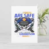 Cartes Pour Fêtes Annuelles Grand-flic mince ligne bleue grand-fils cadeau (Debout devant)