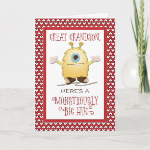 Cartes Pour Fêtes Annuelles Grand grand-fils Monster Hug Valentine Coeurs