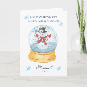Cartes Pour Fêtes Annuelles Grand Grand Globe de neige Snowman Noël